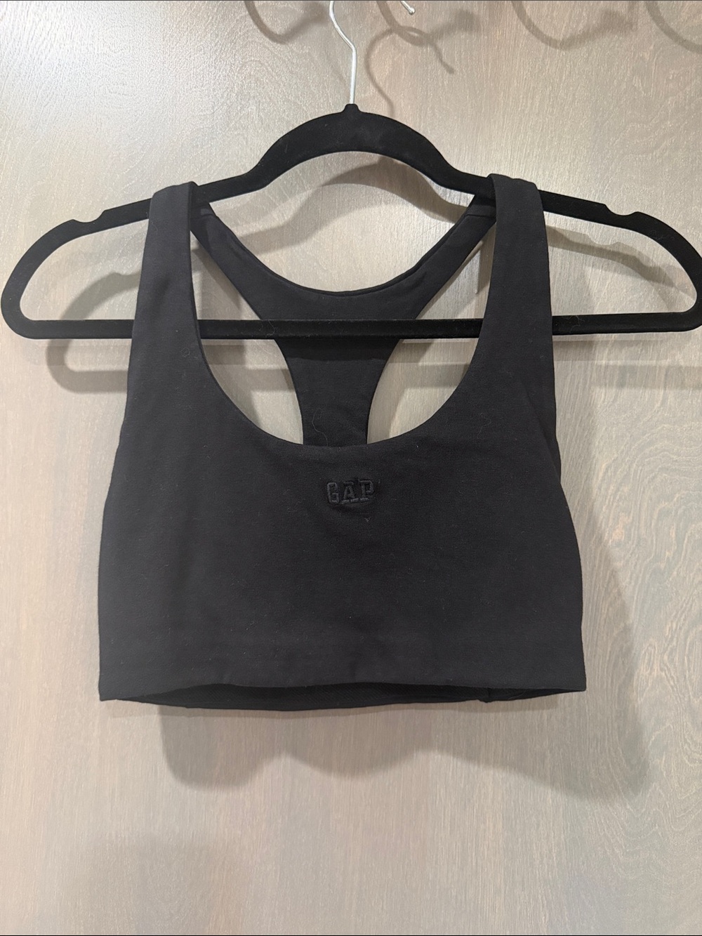 GAP Black Racerback Sports Bra with Subtle Logo